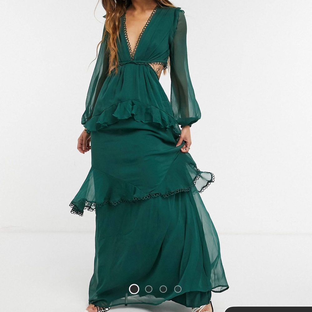 Forest Green Maxi Cut Out Dress